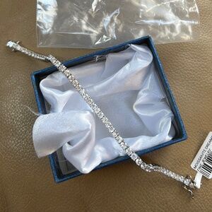 Silver Crystal Tennis Bracelet - Women's Jewelry